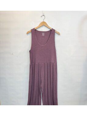 IMBODHI Women's Ribbed Wide Leg Jumpsuit Size 2X Mauve Rose Purple Sleeveless